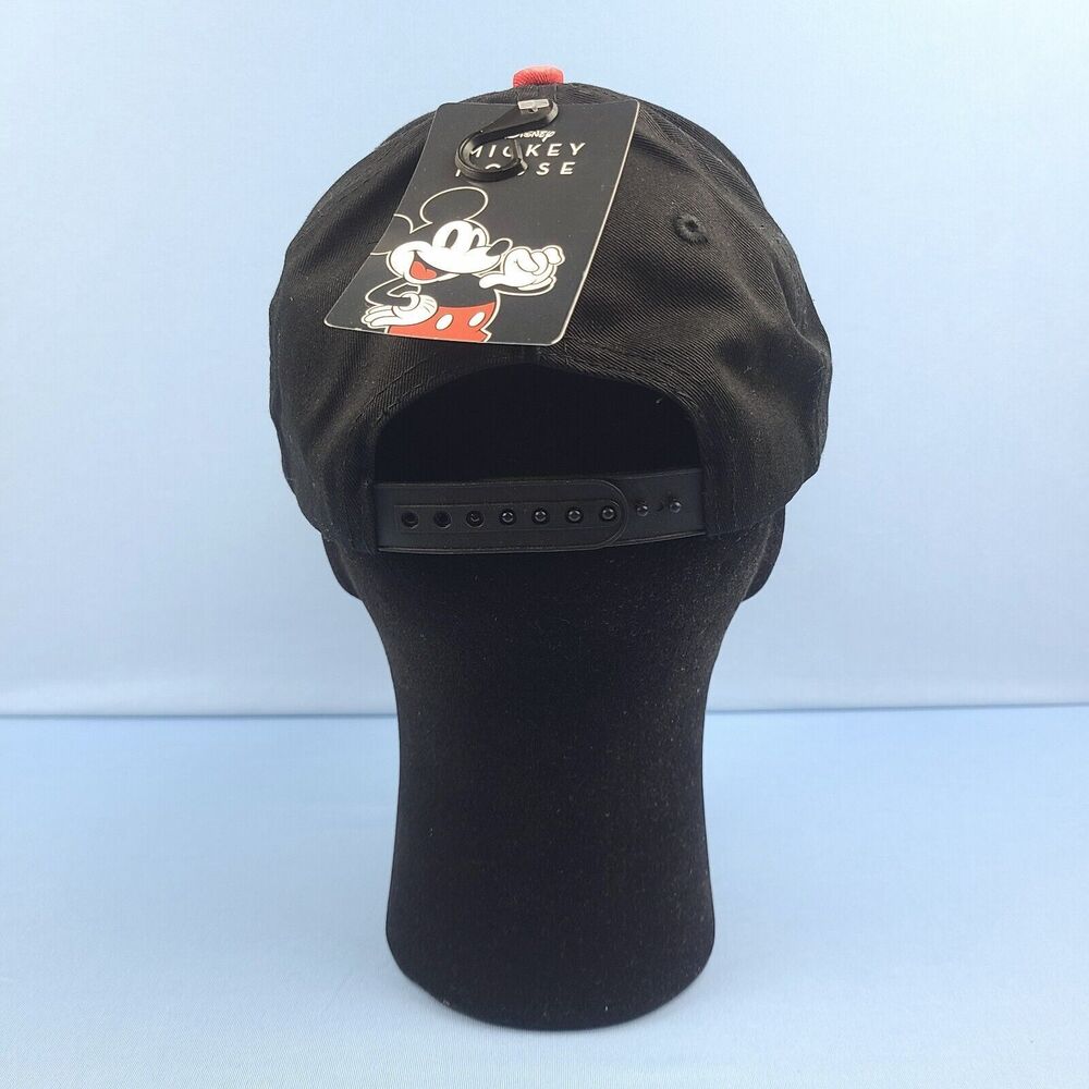 Disney Mickey Mouse Hat Baseball Cap Angry Black Red Adjustable Snapback Eyebrow - Picture 4 of 11